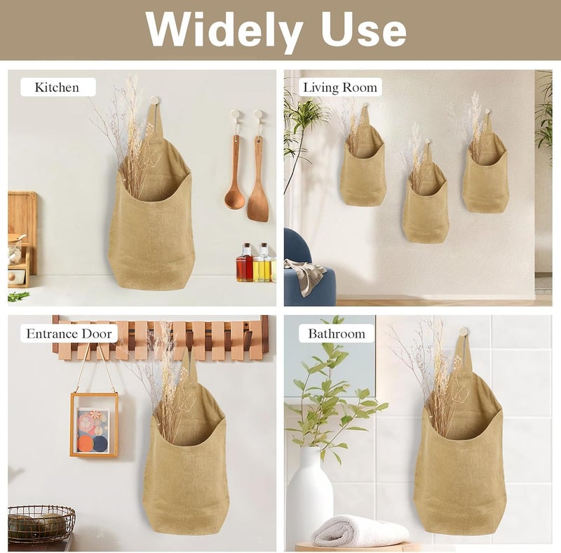 HSOFTIFY 100% Linen Hanging Storage Bags Baskets 2 Pcs, Small Wall Storage Bag for Kitchen, Bedroom, RV Camper Organizer, Sewing Room, Nursery Storage, Kids Room, Dark Yellow - Image 5